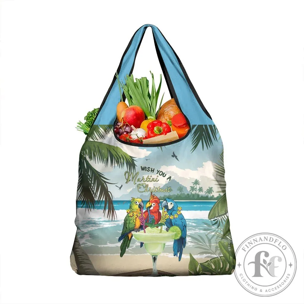 Wish You A Martini Christmas Tropical Parrot Beach Reusable Shopping Bag 9 Wish You A Martini Christmas Tropical Parrot Beach Reusable Shopping Bag