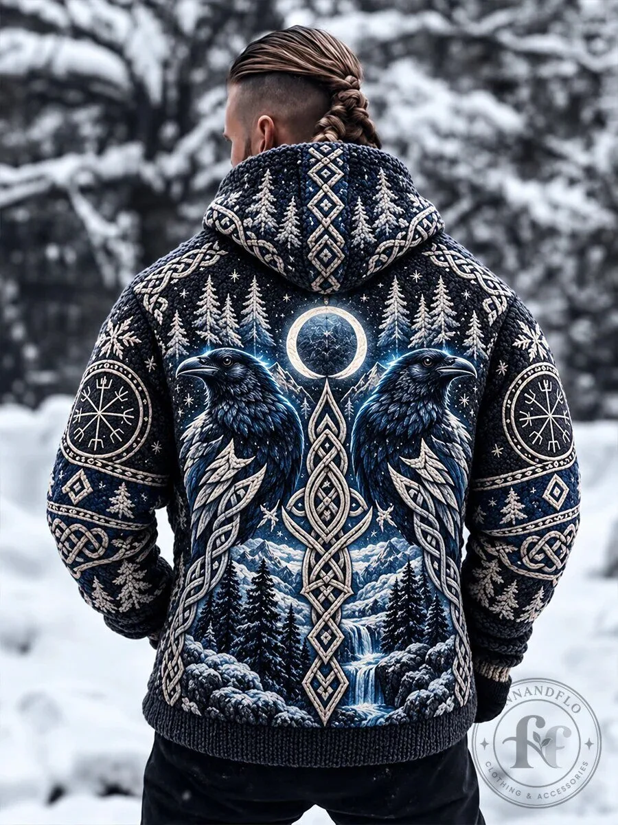 Viking Raven Odin Celtic Knot Nordic Winter Hoodie 3 Viking Raven Odin Celtic Knot Nordic Winter Hoodie