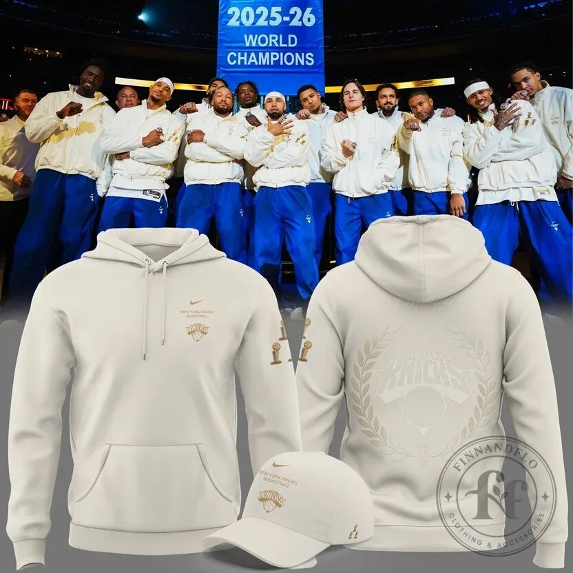 New York Knicks Basketball 2026 World Champions Cream Hoodie 2 New York Knicks Basketball 2026 World Champions Cream Hoodie