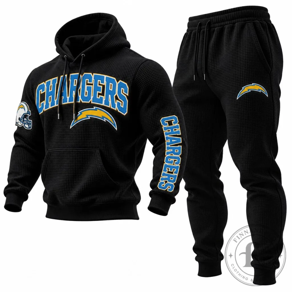 Chargers Jogger Pants Set with Waffle Knit Hoodie from Los Angeles
