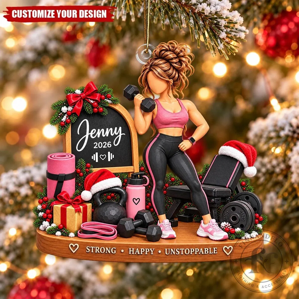 Personalized Gym Girl Fitness Christmas Ornament, Just A Girl Who Loves Fitness