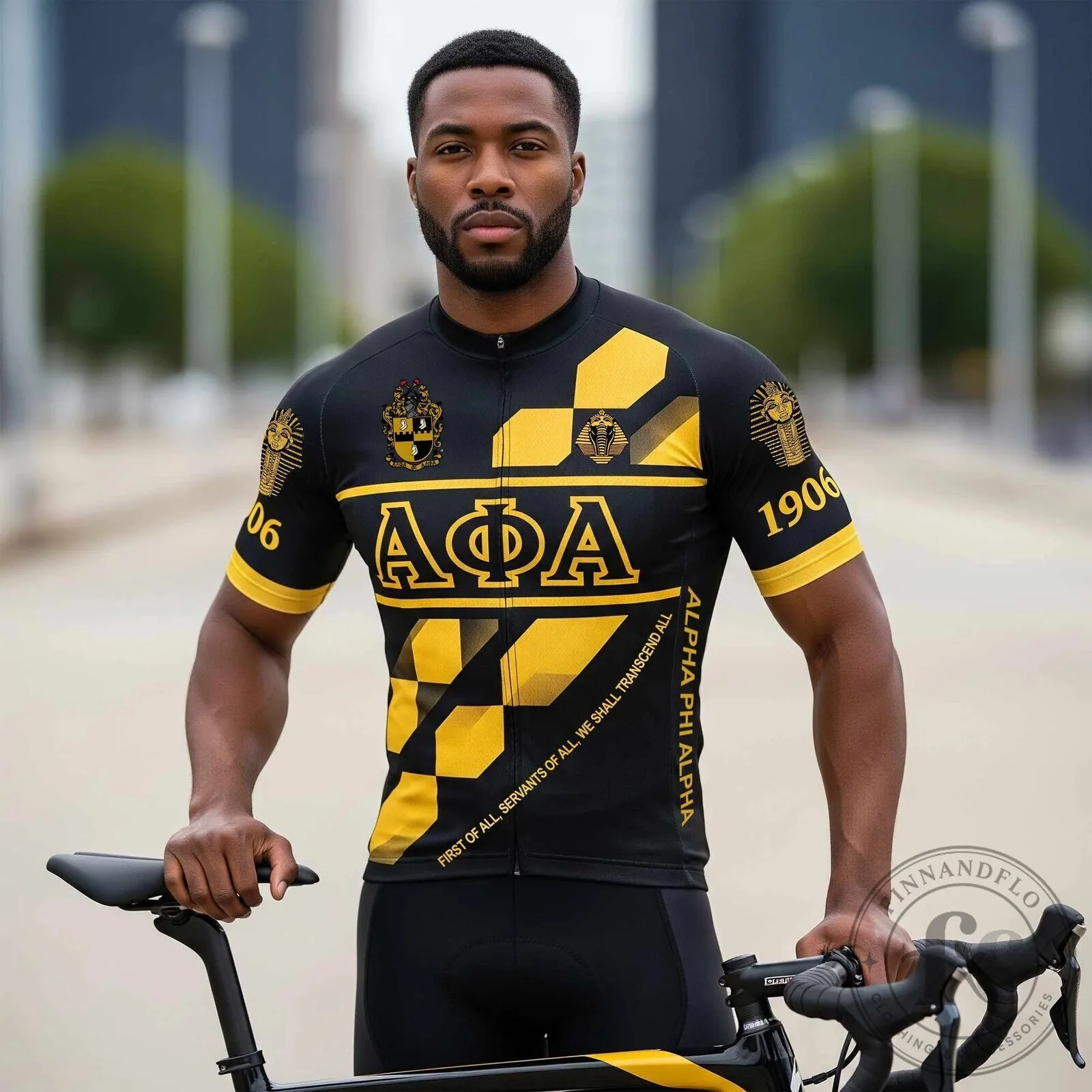 Alpha Phi Alpha Fraternity Black and Gold Cycling Jersey