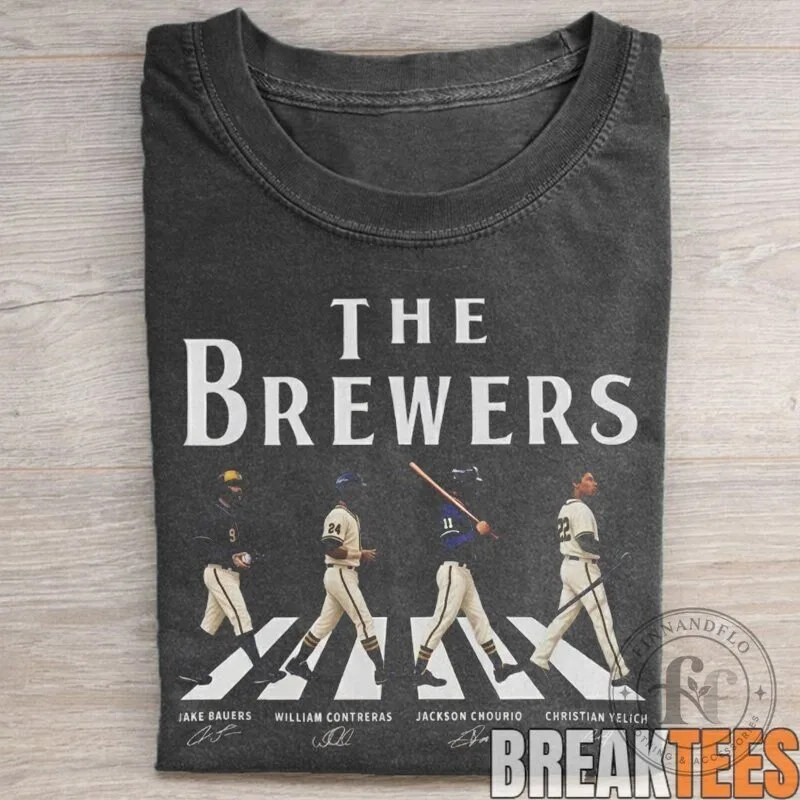 Milwaukee Brewers Abbey Road Baseball Players Jake Bauers Christian Yelich T-Shirt