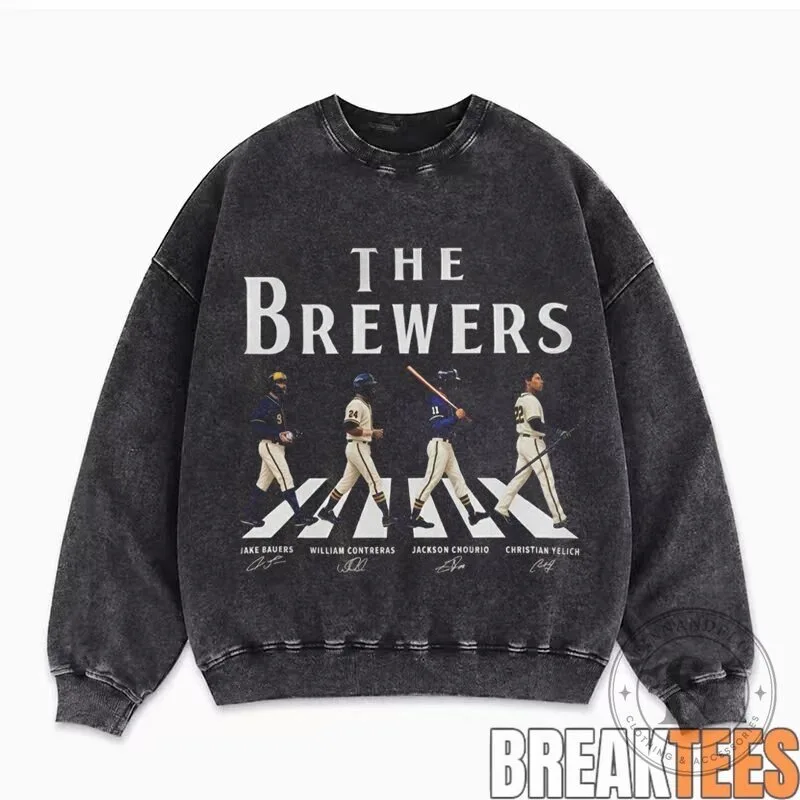 Milwaukee Brewers Abbey Road Baseball Players Jake Bauers Christian Yelich T-Shirt 7 Milwaukee Brewers Abbey Road Baseball Players Jake Bauers Christian Yelich T-Shirt