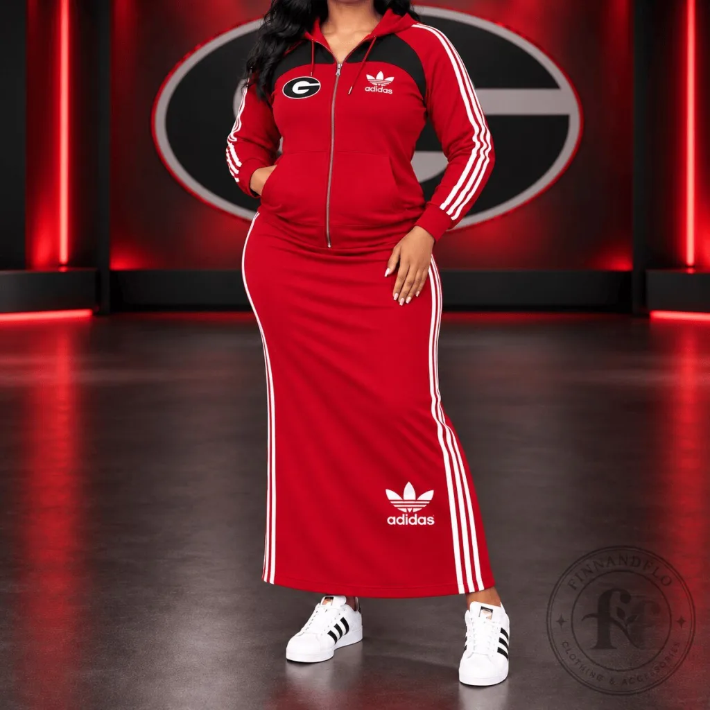 Georgia Bulldogs Adidas Full-Zip Hoodie with Maxi Skirt Set Georgia Bulldogs Adidas Full-Zip Hoodie with Maxi Skirt Set