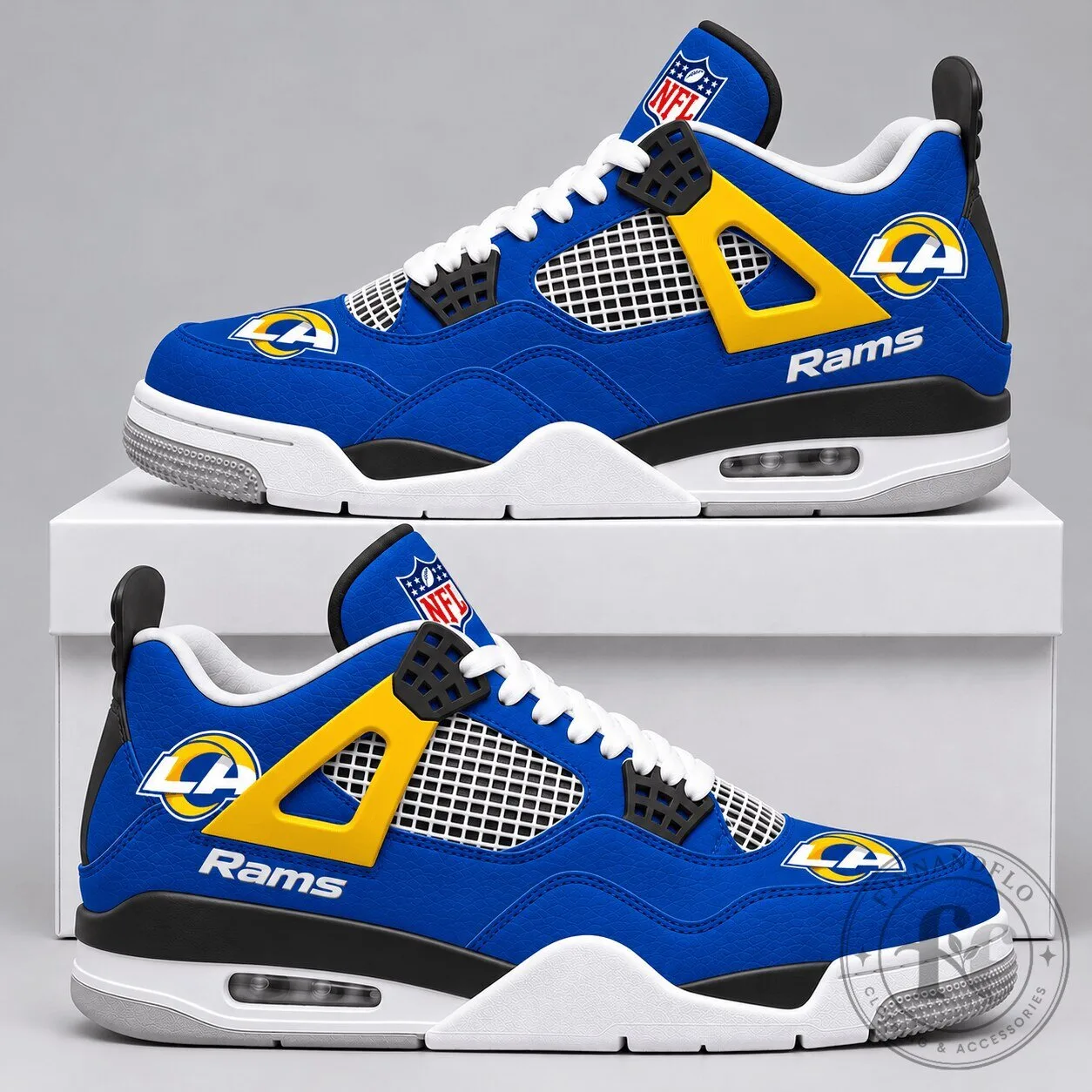 Los Angeles Rams NFL Retro Game Day Style Custom Designed Sneakers Shoes